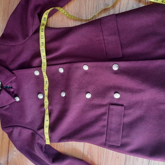 Burgundy embroidered pea coat - Picture 12 of 12